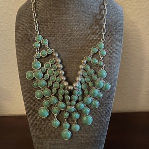 Silver and Teal Statement Necklace